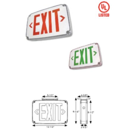 WESTGATE XT-WP-2RG-EMSUPER SLIM LED EXIT SIGN - RED LETTERS - WHITE BODY 120/277 VOLTAGE XT-WP-2RG-EM